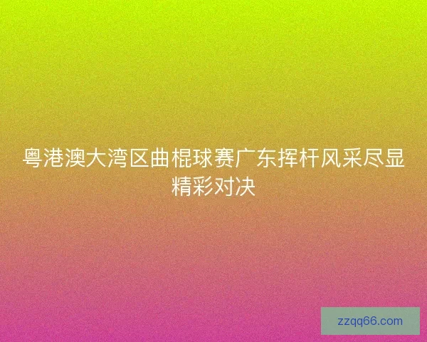 粤港澳大湾区曲棍球赛广东挥杆风采尽显精彩对决