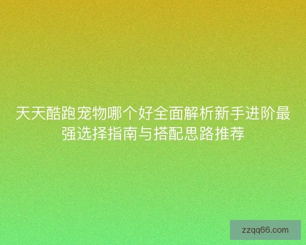 天天酷跑宠物哪个好全面解析新手进阶最强选择指南与搭配思路推荐